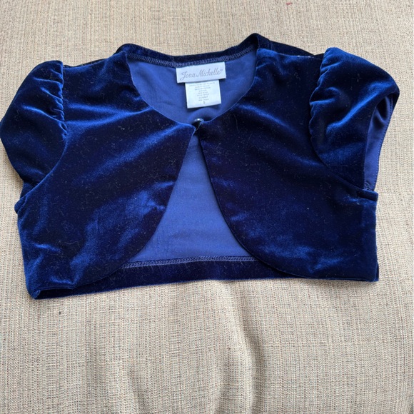 Jona Michelle, Sleeveless, Navy with Sparkle, Dress with Velvet Jacket, Size 5 - Picture 5 of 7